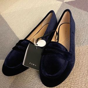 Zara suede blue loafers